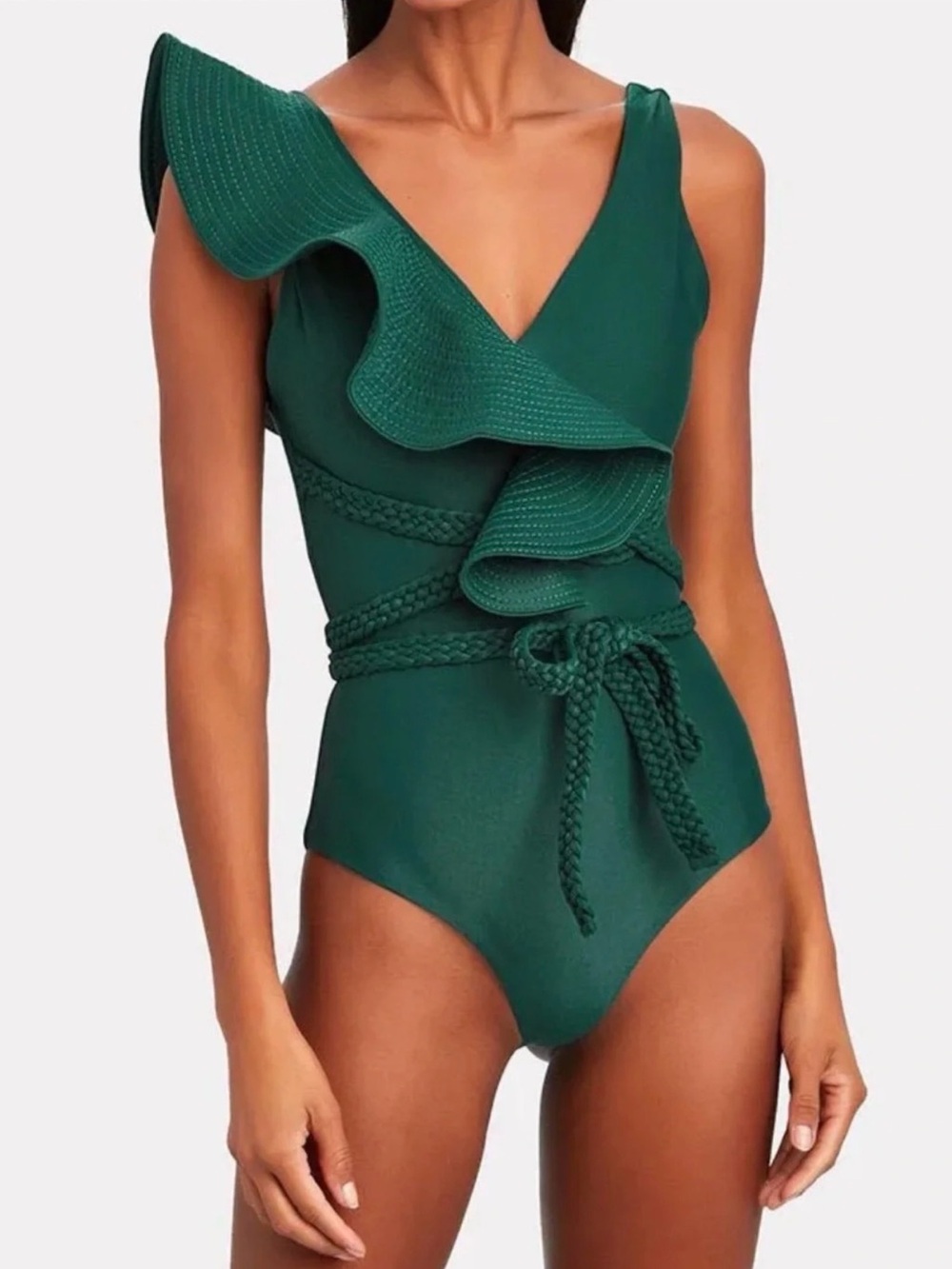 Green Ruffle One-Piece Swimsuit